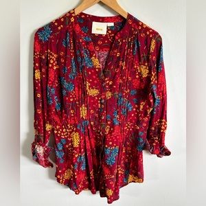 Maeve red floral blouse small